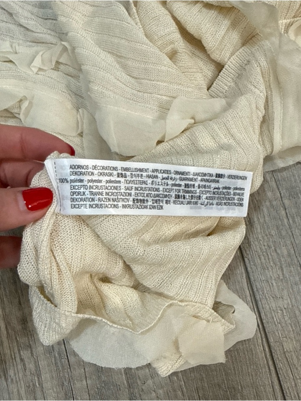 Zara Cream Ruffle-Trim Ribbed Tank Top - Picture 5 of 5